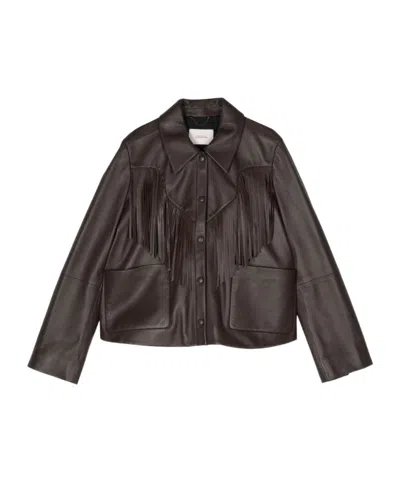 Dorothee Schumacher Fringe-detail Leather Jacket In Black