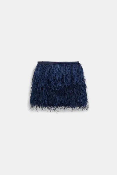 Dorothee Schumacher Georgette Mini-skirt With Allover Feather Appliquã© In Blue