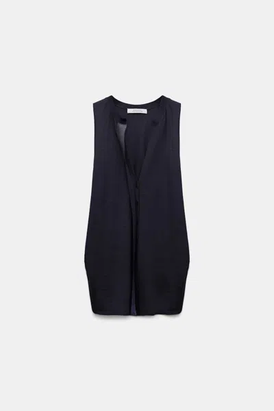Dorothee Schumacher Gilet Style Top With Foil Print In Blue