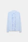 Dorothee Schumacher Gingham Print Blouson Blouse With Ruffle Trim In Multi Colour