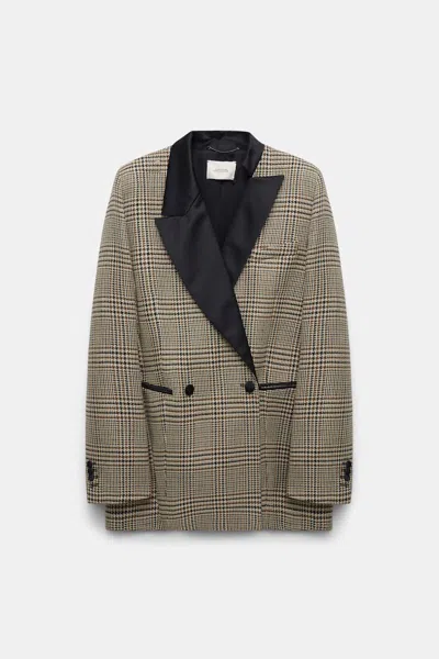 Dorothee Schumacher Glen Plaid Blazer With Asymmetric Lapel In Multi Colour