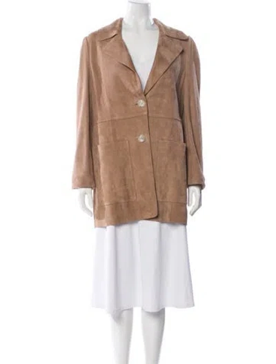 Pre-owned Dorothee Schumacher Goat Leather Blazer In Neutral