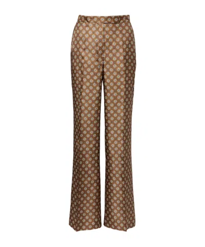 Dorothee Schumacher Graphic Dreams Printed Silk Twill Palazzo Pants In Brown