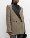 Dorothee Schumacher Glen Plaid Blazer With Asymmetric Lapel In Mixed Glencheck