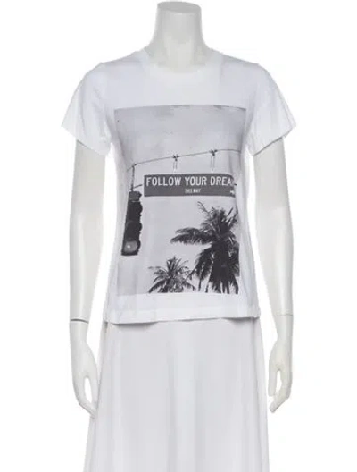 Pre-owned Dorothee Schumacher Graphic Print Crew Neck T-shirt In Blue
