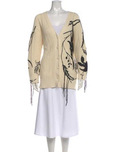 Pre-owned Dorothee Schumacher Graphic Print V-neck Sweater