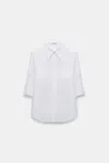 DOROTHEE SCHUMACHER HALF-SLEEVE POPLIN BLOUSE WITH ASYMMETRIC BUTTONED CUFFS