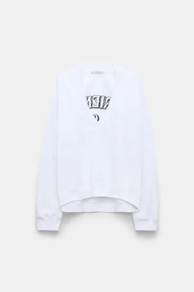 Dorothee Schumacher Heavy Cotton Oversized Sweatshirt With Embroidery In White