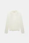 Dorothee Schumacher Hemp Longsleeve Polo Shirt With Ribbed Knit Collar