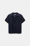DOROTHEE SCHUMACHER HEMP POLO SHIRT WITH RIBBED KNIT COLLAR