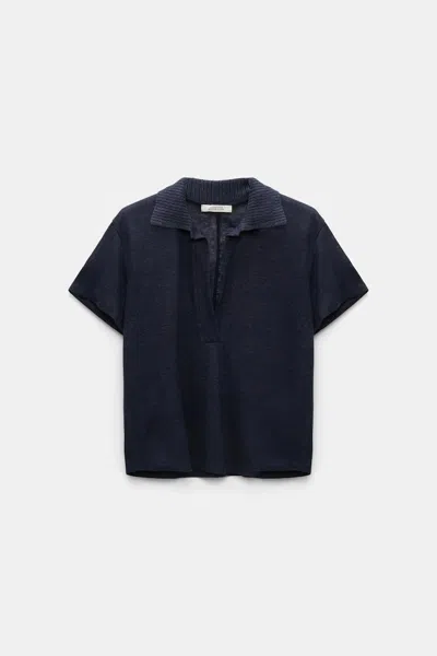 Dorothee Schumacher Hemp Polo Shirt With Ribbed Knit Collar
