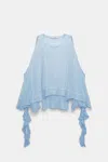 Dorothee Schumacher Hemp Tank Top With Ruffles In Blue