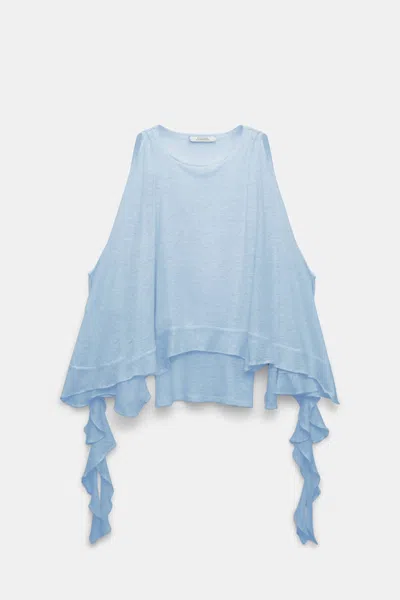 Dorothee Schumacher Hemp Tank Top With Ruffles In Blue