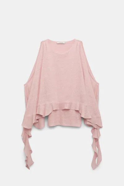 Dorothee Schumacher Hemp Tank Top With Ruffles In Light Pink