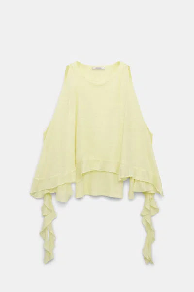 Dorothee Schumacher Hemp Tank Top With Ruffles In Yellow