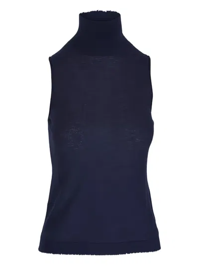 Dorothee Schumacher High-neck Sleeveless Top In Blue