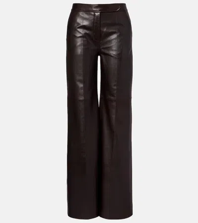 Dorothee Schumacher High-rise-schlaghose Aus Leder In Brown