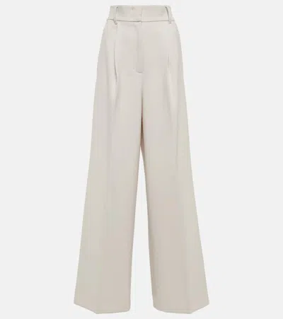 Dorothee Schumacher High-rise Wide-leg Wool-blend Pants In Pearl Sand