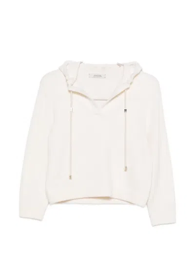 Dorothee Schumacher Hooded V-neck Sweater In White