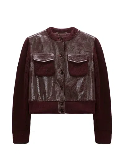 Dorothee Schumacher It's A Match Lambskin-panelled Knit Jacket In Brown