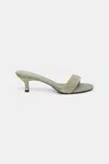 Dorothee Schumacher Kitten Heel Suede Slides With Padded Strap In Green
