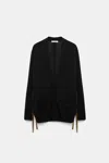 Dorothee Schumacher Knit Cardigan With Faux Suede Ties In Black