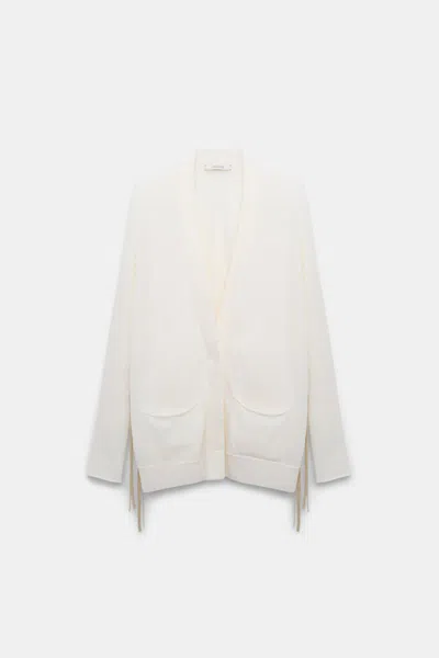 Dorothee Schumacher Knit Cardigan With Faux Suede Ties In White