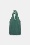Dorothee Schumacher Knit Halter Top With Silk Tie In Green