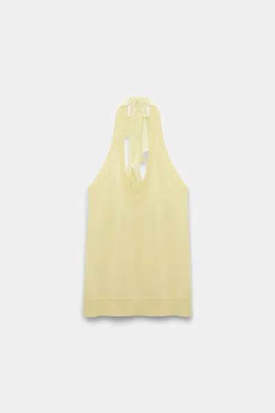 Dorothee Schumacher Knit Halter Top With Silk Tie In Yellow