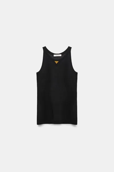 Dorothee Schumacher Knit Tank Top With Faux Suede Detail In Black