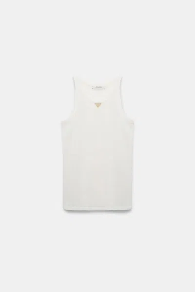 Dorothee Schumacher Knit Tank Top With Faux Suede Detail In White
