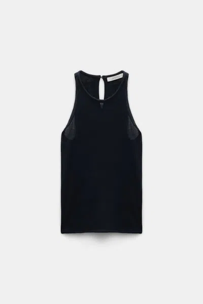 DOROTHEE SCHUMACHER KNIT TANK TOP WITH SILK TRIM