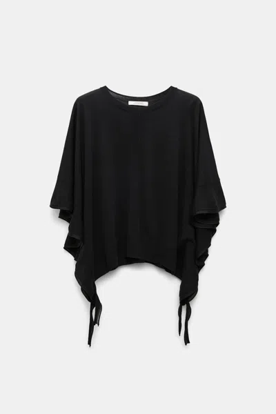 Dorothee Schumacher Knit Top With Draped Flounce Sleeves In Black