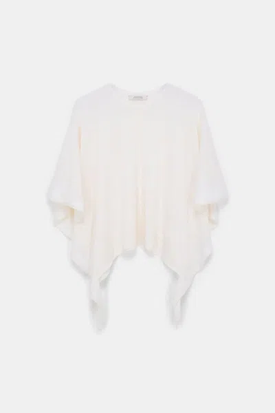 Dorothee Schumacher Knit Top With Draped Flounce Sleeves In White