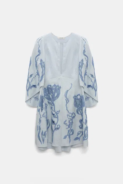 Dorothee Schumacher Kurzes Kleid Aus Besticktem Leinen In Blue