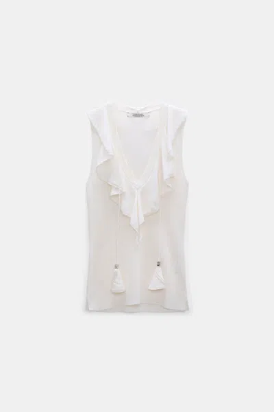 Dorothee Schumacher Lace Front Sleeveless Knit Top In White
