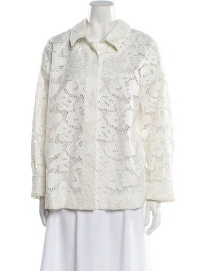 Pre-owned Dorothee Schumacher Lace Pattern Jacket In White