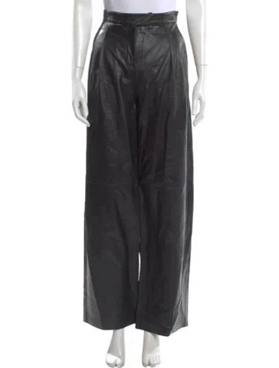 Pre-owned Dorothee Schumacher Lamb Fur Wide Leg Pants In Black