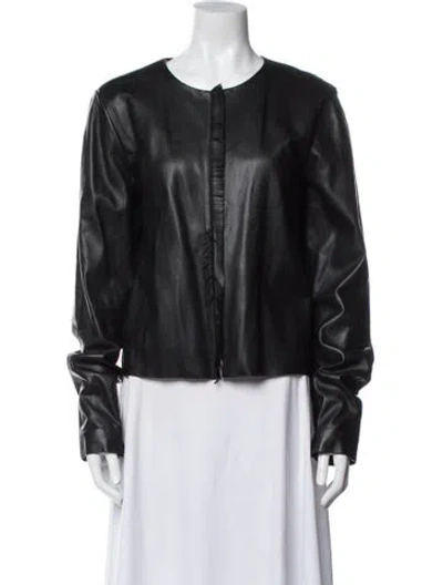 Pre-owned Dorothee Schumacher Lamb Leather Jacket In Black