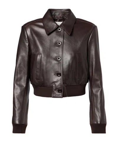 Dorothee Schumacher Sleek Statement Cropped Leather Jacket In Brown