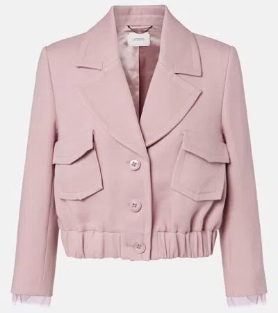 DOROTHEE SCHUMACHER LAYERED COOLNESS ORGANZA-TRIMMED CROPPED JACKET
