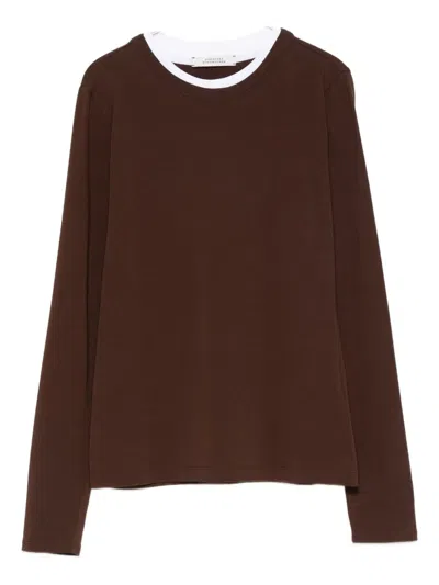Dorothee Schumacher Layered-neckline T-shirt In Brown