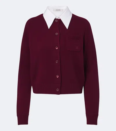 Dorothee Schumacher Layered Wool And Cashmere Cardigan In Burgundy