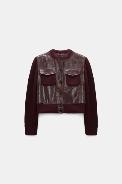Dorothee Schumacher Leather And Knit Jacket In Red