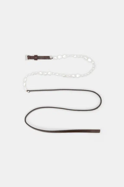 Dorothee Schumacher Leather Belt With Pearl Bead Embellishment In Brown