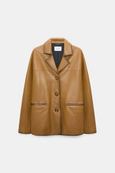 Dorothee Schumacher Leather Blazer In Brown
