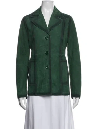 Pre-owned Dorothee Schumacher Leather Blazer W/ Tags In Green