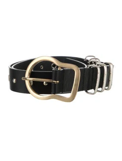 Pre-owned Dorothee Schumacher Leather Eyelet Trim Belt In Black