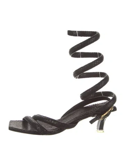 Pre-owned Dorothee Schumacher Leather Gladiator Sandals In Black