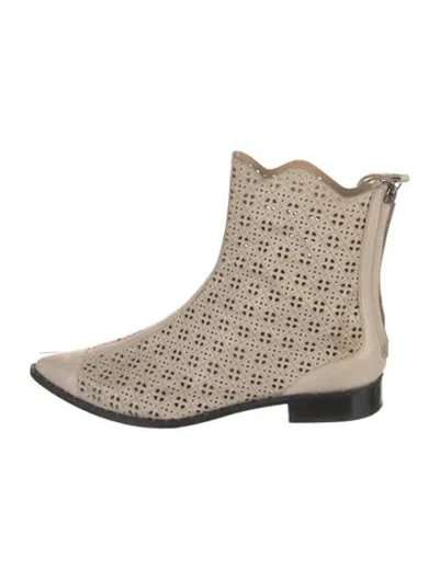 Pre-owned Dorothee Schumacher Leather Lace Pattern Boots In Neutrals